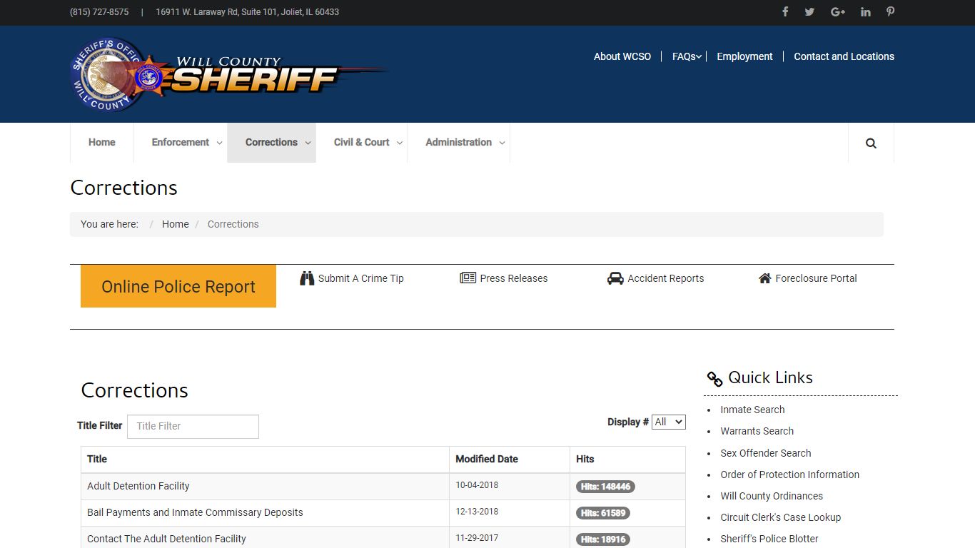 Corrections - Will County Sheriff's Office Homepage - WC ...